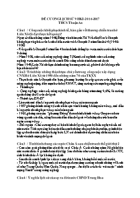 Đề cương ôn tập học kì I Lịch sử lớp 9 - Năm học 2016-2017